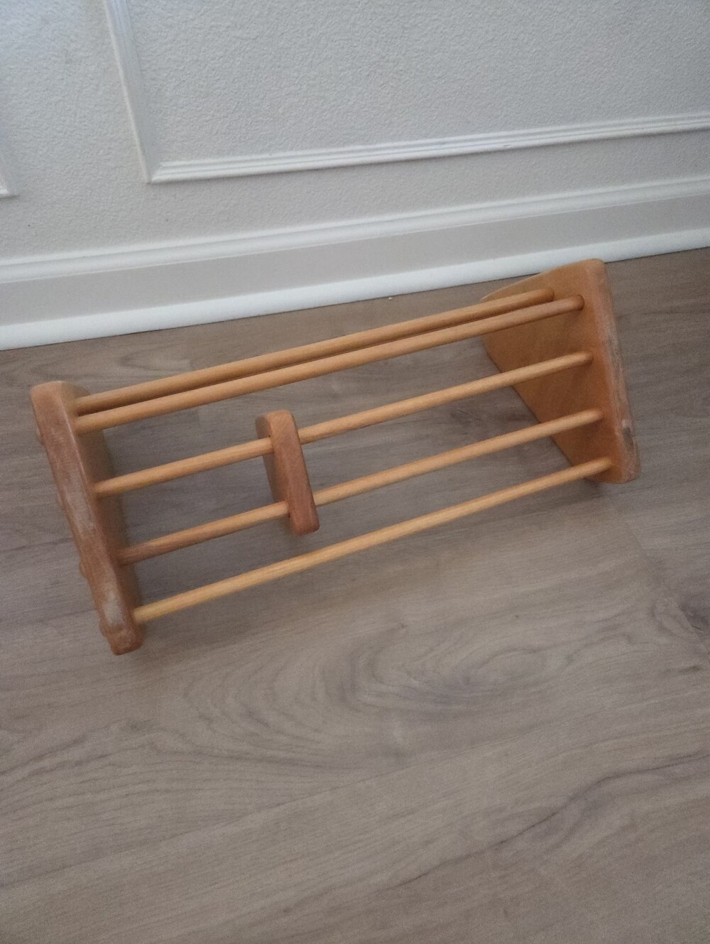 Vtg Mid Century Modern Wood Expandable Sliding Tabletop Bookshelf Book Rac Decor - Picture 8 of 8
